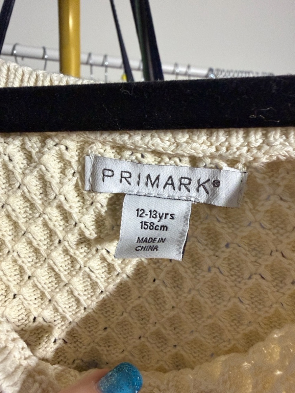 Primark Cream Knit Camisole with Black Bead Straps size 12-13 Years - Picture 6 of 6